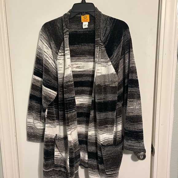 Black, gray and white cardigan with pockets - Picture 1 of 1